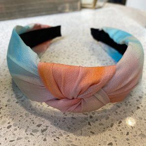 Blue & Orange Tie Dye Top Knot Headband